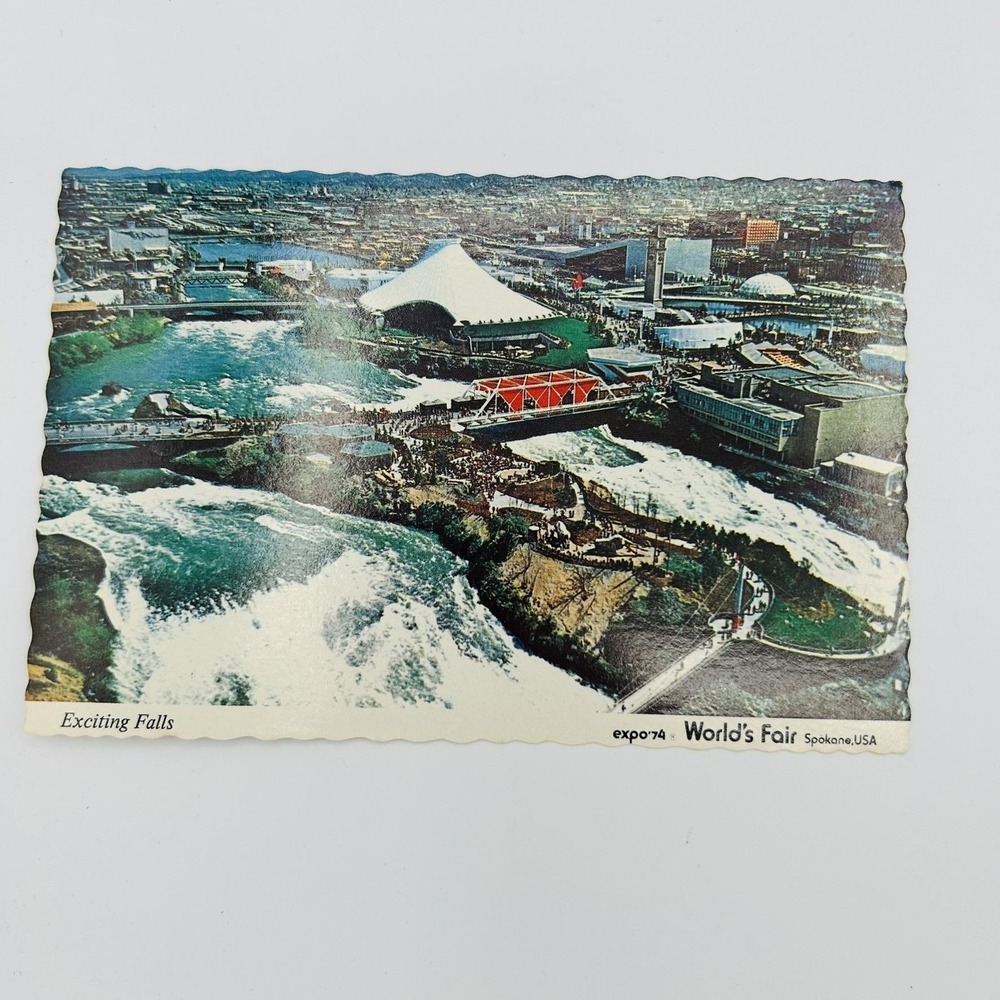 Vintage Spokane Washington Expo '74 Postcard Exciting Falls Photochrome 5.5x3.5